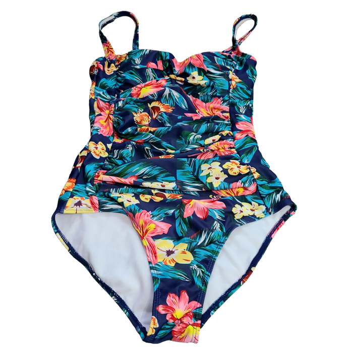 Ladies 1 Piece Floral Tummy Control Bathing Suit - Small