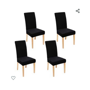 4 Black Velvet Stretch Dinning Chair Covers