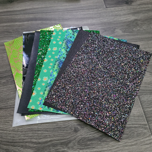 Faux Leather Black/Green Glitter Sheets - 8 Pieces - 8"x14"