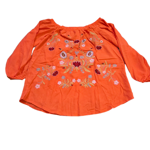 Ladies Orange Flower Top - Medium