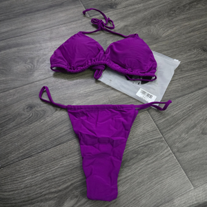 Ladies Purple 2 Piece Bathing Suit - Thong Style - Large