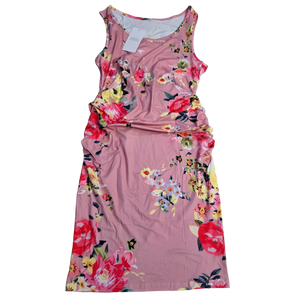 Ladies Pink Floral Summer Dress - Medium