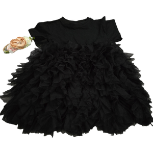 Girl's Black Dress with Flower Headband - Size 2/3
