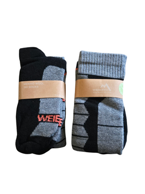 Weierya 2-Pair Merino Wool Thermal Ski Socks Set - Size XL (9-12)