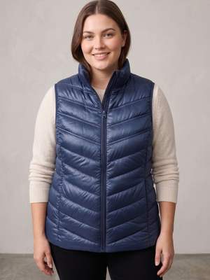 32 Degrees Heat Moonlit Ocean Navy Blue Lightweight Packable Quilted Puffer Vest Large