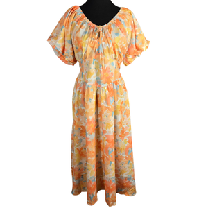 NWT | Floral Off Shoulder Puff Sleeve Maxi Dress | Tie Waist Sundress | Large