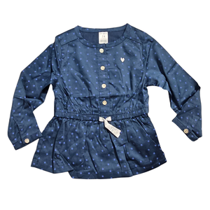 NWT | Carter's Baby Toddler Girl Navy Blue Star Print Peplum Blouse Shirt Top