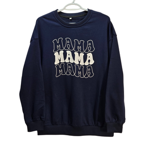 NWOT Mama Graphic Sweatshirt | Navy Blue Retro Text Crewneck | Size Small