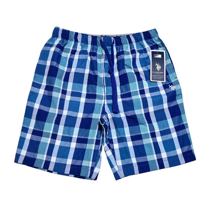 Men's Blue Checkered Polo Shorts - L