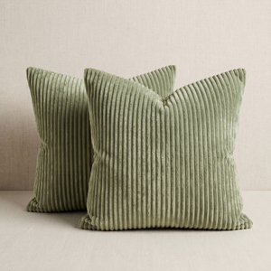 NWOT | Set of 2 Sage Olive Green Ultra Soft Fluffy Ribbed Plush Throw Pillow Cushion Covers 18"x18"