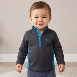 NWT | Carter's Half-Zip Fleece Pullover | Blue & Grey Color-block | 12M