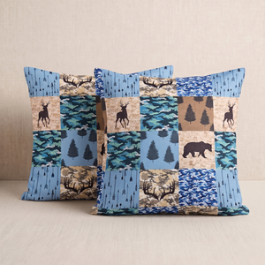 2 Farmhouse Woodland Throw Pillow Covers - 24"x24"
