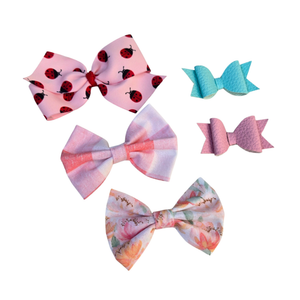 New Baby Girl Hair Bows – Set of 5 Clips, Soft & Stylish for Toddlers & Kids