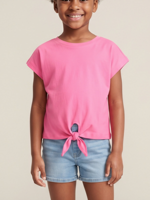 The Children's Place Pink Tie-Front Short Sleeve T-Shirt Size 4