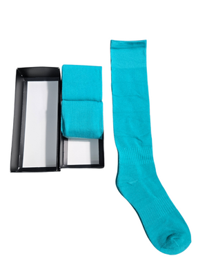 Kids 3-Pair Turquoise Blue Over-the-Calf Baseball Socks Set Size 9-11