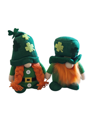 St. Patrick's Day Gnome Couple Plush Set - 7" Irish Leprechaun Shelf Sitters