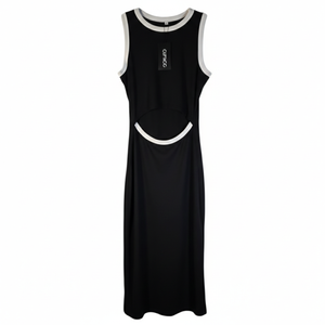 NWT | CUPTACC Black & White Halter Maxi Dress | Front Cut-Out Detail | Size Large