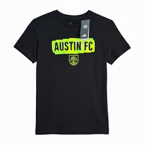 NWT | Adidas Austin FC Black Neon Green Graphic Soccer Performance Tee | XSmall