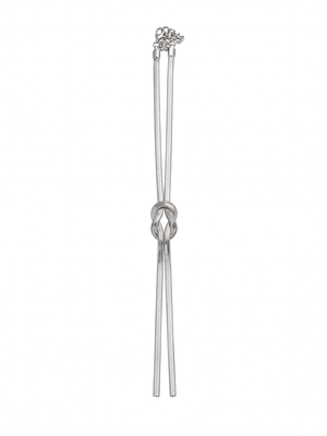 Silver Polished Knotted Lariat Snake Chain Necklace