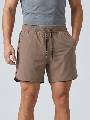 NWT | CREATIP Brown Performance Running Shorts | Zipper Pocket | Size XL