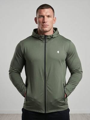 NWT | Maison Misfits 15 Olive Green Full-Zip Hooded Athletic Jacket | 2XL