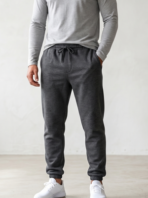 NWOT | Charcoal Gray Heathered Ribbed Joggers | Elastic Drawstring Waist | Size XXL