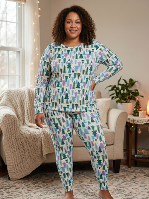 Women's 2 Piece Christmas Tree Pajamas - 3XL