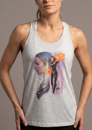 Marvel Captain Marvel Carol Danvers Artistic Graphic Racerback Tank Top | Large