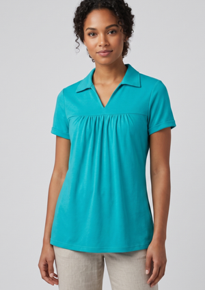 Women’s Turquoise Collared Casual Top – Size Small