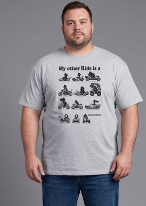 NWOT | Mario Kart "My Other Ride Is A..." Graphic T-Shirt | Artistic Silhouette Design | Heather Gray | Size 4XLT