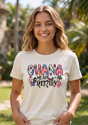 NWOT | Ohana Means Family Graphic T-Shirt | Lilo & Stitch Inspired | Cream | XL