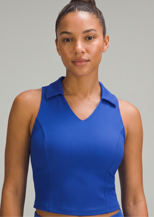 NEW | Royal Blue Ribbed Sleeveless Racerback Athletic Top with Padded Bra | XL