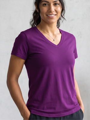 NWOT | Violet Purple V-Neck Short Sleeve Lightweight Basic T-Shirt | XXL