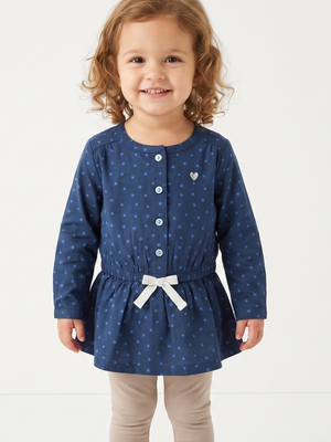 NWT | Carter's Baby Toddler Girl Navy Blue Star Print Peplum Blouse Shirt Top