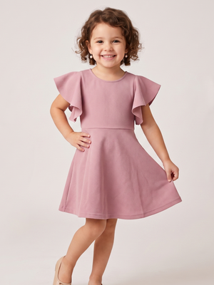 NWT Pink Flutter Sleeve A-Line Dress 4T
