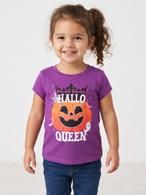 NWT | The Children's Place Purple Hallo Queen Glow In The Dark Pumpkin Shirt | 2T