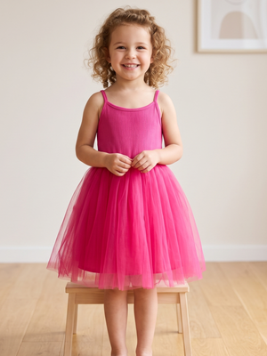 NWOT Girls Pink Ribbed Sleeveless Tutu Party Dress | 4/5T