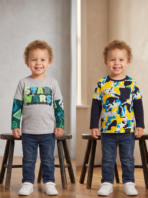 NWOT | Star Wars 2-Pack Long Sleeve Graphic Tee Set | Spotted Zebra | 2T