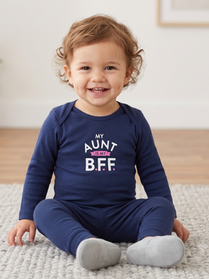 NWT | Carter's "My Aunt is My BFF" Navy Blue Long Sleeve Onesie | 24M