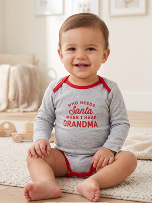 NWT | Carter's "Who Needs Santa When I Have Grandma" Onesie | Grey | 12M