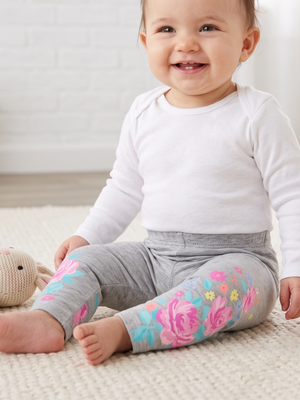 NWT | Carter's Grey Multi-Color Botanical Floral Print Infant Leggings | 9M