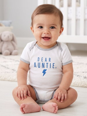 NWT | Carter's "Dear Auntie, You Rock!" Graphic Baby Onesie | Blue | 3M