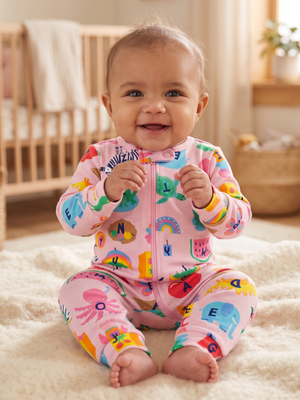 NWT | The Children's Place Watermelon Alphabet Graphic Sleeper | Pink | 0-3M