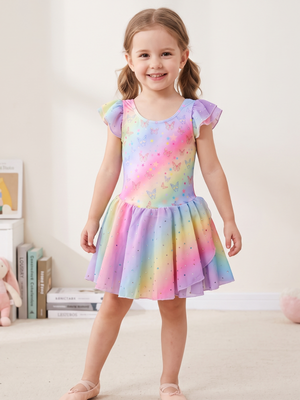 NWT | Miidmd Rainbow Butterfly Dance Leotard Dress | Rhinestones | Size (4/5)