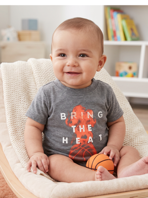 NWT Carter's "Bring The Heat" Basketball Graphic Short Sleeve Tee | Heather Grey | 3M