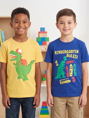 NWT | The Children's Place 2-Pack Dinosaur Graphic T-Shirts | Yellow Blue | 10/12