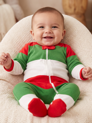 NWT | Honest Baby Organic Cotton Holiday Sleeper | Festive Stripe | Red Green White | 0-3M