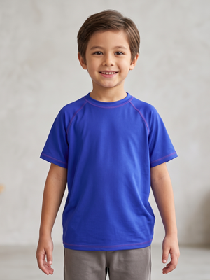 NWOT | Boys' Short Sleeve Performance Shirt | Artistic Raglan Athletic Top | Royal Blue | Size 7-8Y