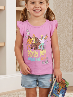 NWOT | Scooby-Doo! "Where Are You!" Graphic T-Shirt | Artistic Mystery Machine Crew Motif | Orchid Purple | Size 5T