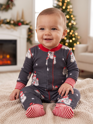 NWT | Snowman Footed Sleeper | Winter Wonderland | Blue & White | 3-6 Months